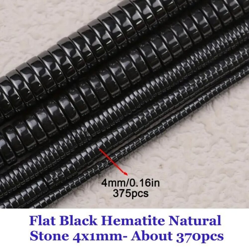 Flat Round Spacer Black Hematite Bead 4x1mm About 370pcs
